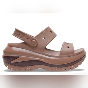 Crocs Mega Crush Wedge Sandal Latte Sz 9
